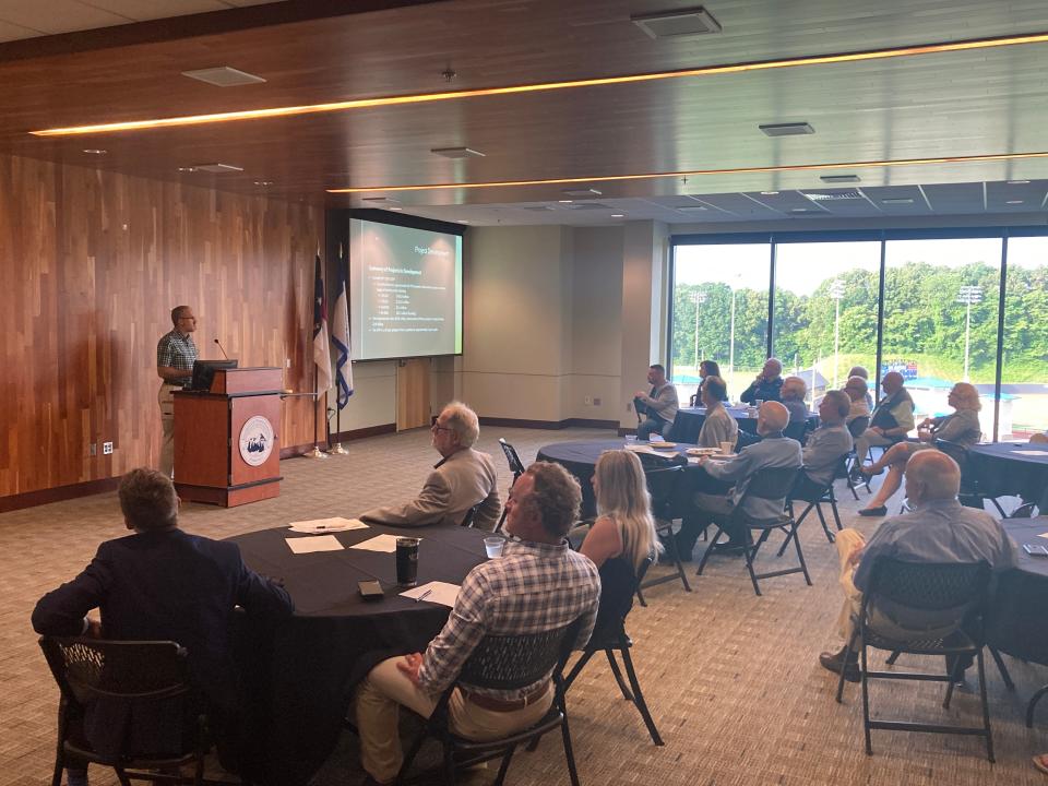 North Carolina Department of Transportation Division 13 engineer Steve Cannon addresses Asheville's Council of Independent Business Owners June 3.