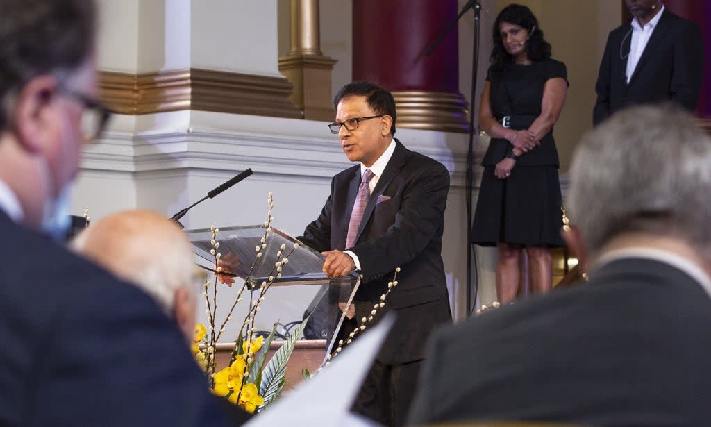 Dr Chaand Nagpaul speaks during the BMA memorial service for doctors who have died from Covid (PA Wire)