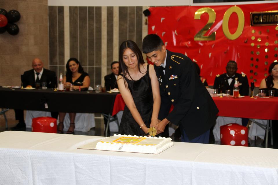 Cadets perform the ceremonial cake cutting during Friday's Deming High Wildcat Battalion's Military Ball.