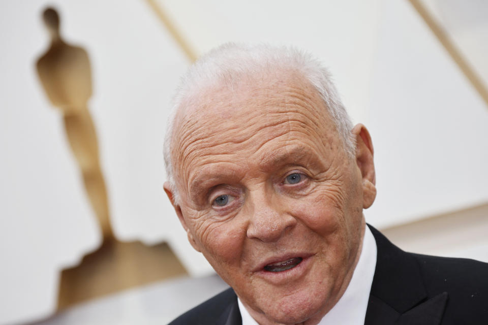 Anthony Hopkins poses on the red carpet during the Oscars arrivals at the 94th Academy Awards in Hollywood, Los Angeles, California, U.S., March 27, 2022. REUTERS/Eric Gaillard