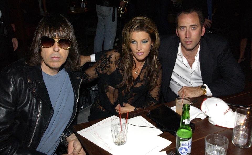 Johnny Ramone, Lisa Marie Presley, & Nicolas Cage during MTV After Party at the Hudson Hotel at Hudson Hotel in New York City, New York, United States. (Photo by L. Busacca/WireImage)