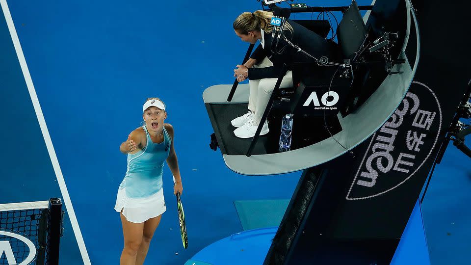 Gavrilova wasn't happy with the umpire. Pic: Getty