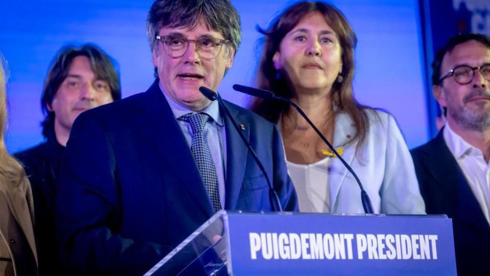 Carles Puigdemont en un acto de campaña. 