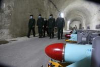 Major General Hossein Salami visits an underground missile site of Iran's Revolutionary Guards at an undisclosed location in the Gulf