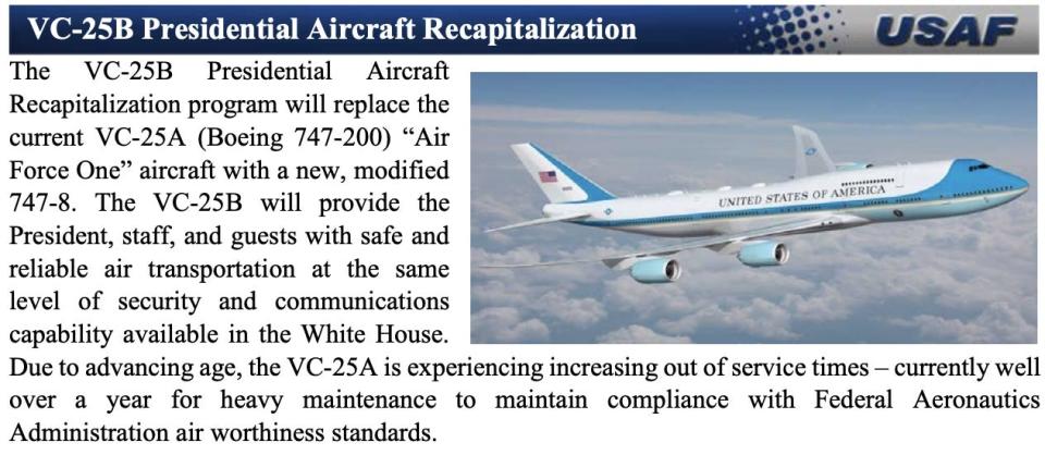 Rendering of the future Air Force One in the fiscal year 2020 DoD budget request