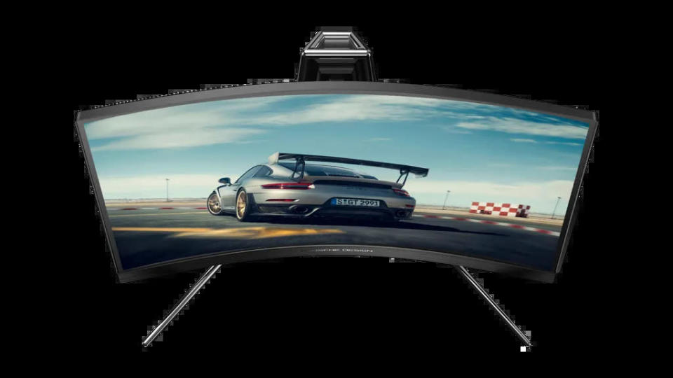O novo AOC Agon PD27 Porsche Design traz tela VA, taxa de atualização de 240 Hz e visual sóbrio com recursos exclusivos (Imagem: Reprodução/AOC)