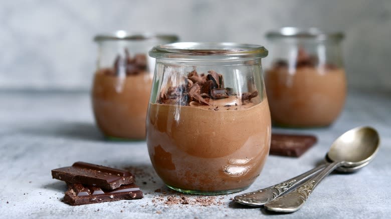 Chocolate mousse in glasses