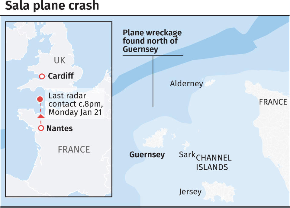 Sala was on his way to Cardiff from France when tragedy struck. (PA Graphics)