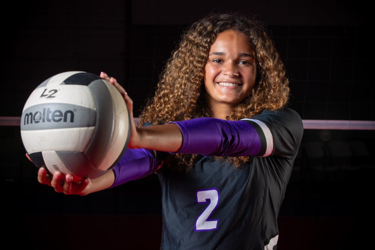 Aysa Thomas from Brownsburg High School is photographed for the 2024 IndyStar Girls Volleyball Super Team on Tuesday, August. 6, 2024, at The Academy Volleyball Club in Indianapolis.