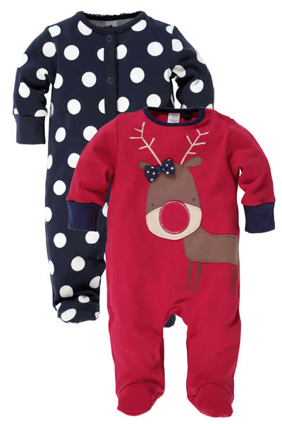 <b>Top 10 cute baby Christmas outfits</b><br><br><a href="http://www.next.co.uk/g48578s1" rel="nofollow noopener" target="_blank" data-ylk="slk:Reindeer And Spot Sleepsuits Two Pack;elm:context_link;itc:0;sec:content-canvas" class="link ">Reindeer And Spot Sleepsuits Two Pack</a> <br><br><i>Send us your Christmas baby pics on <a href="https://twitter.com/ylifestyleuk" rel="nofollow noopener" target="_blank" data-ylk="slk:Twitter;elm:context_link;itc:0;sec:content-canvas" class="link ">Twitter</a> with the #YLifeXmas</i>