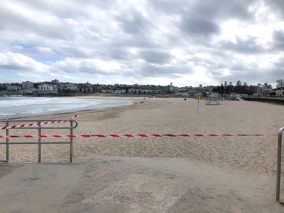 Bondi Beach closed to the public on Saturday afternoon. Source: Supplied