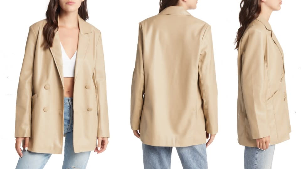 Topshop Oversize Double Breasted Faux Leather Blazer - Nordstrom, $82 (originally $136)