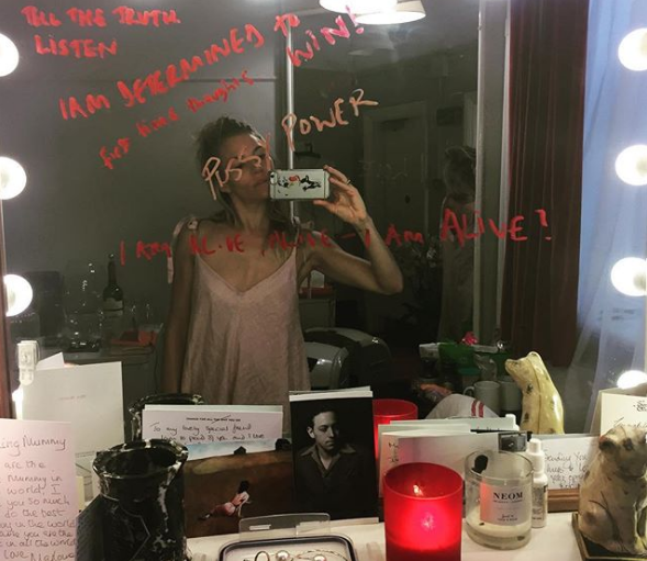 Miller reflects: Sienna Miller backstage at the Apollo (@Siennathings)