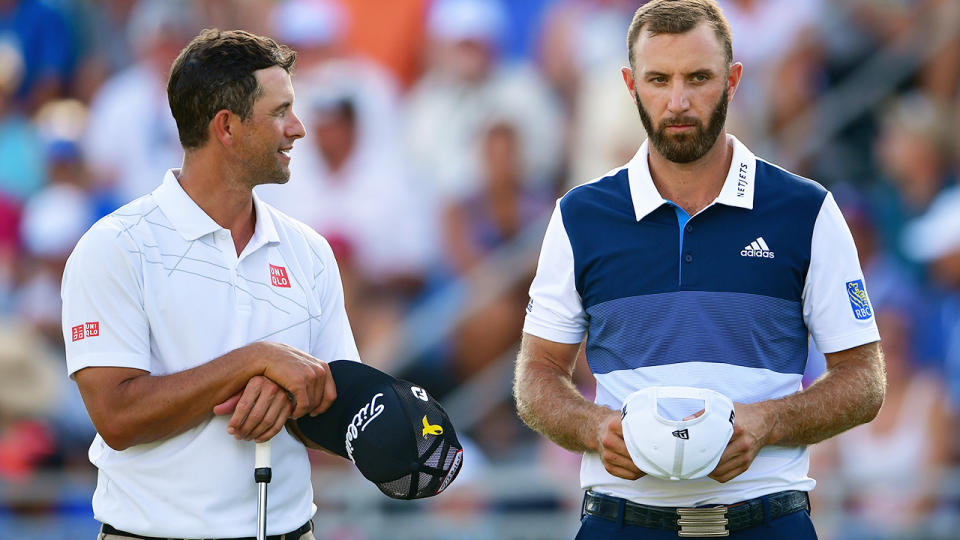 Adam Scott and Dustin Johnson, pictured here in action on the golf course.