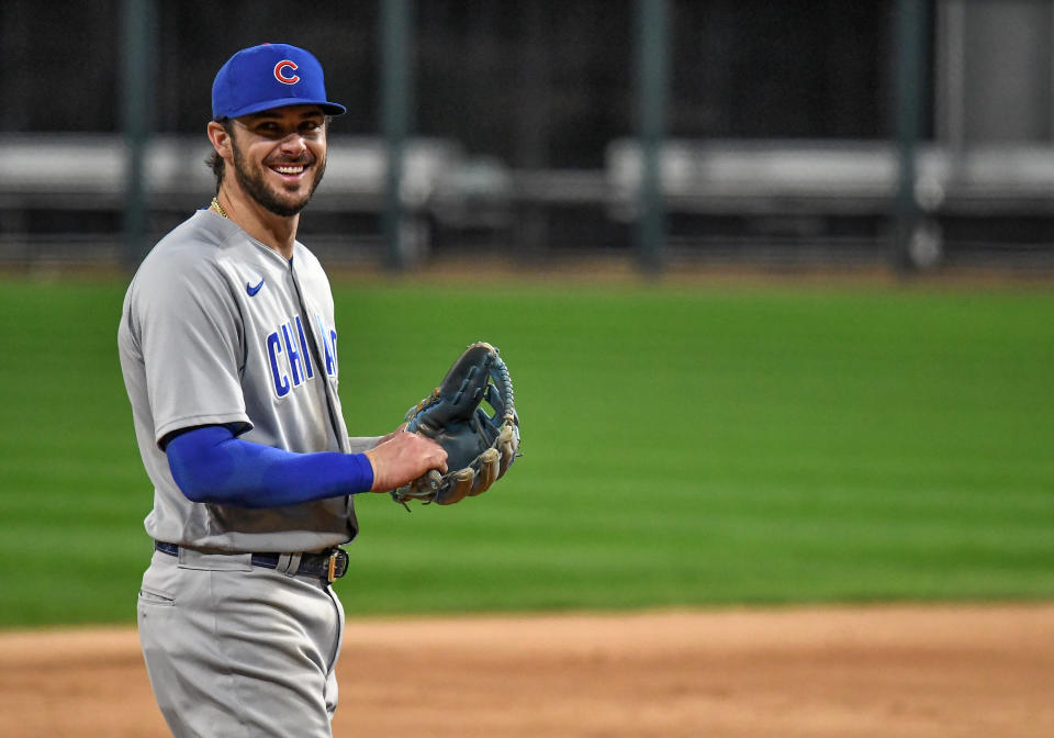 After Theo Epstein's departure, what does the future hold for Kris Bryant and Yu Darvish in Chicago? (Photo by Nick Wosika/Icon Sportswire via Getty Images)