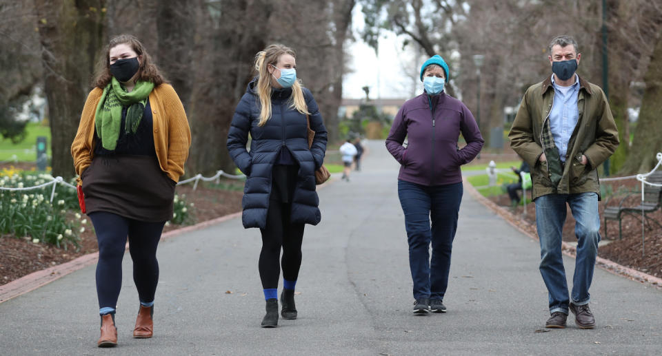 People in metro Melbourne will not be allowed to exercise with more than one other person from Sunday evening. Source: AAP