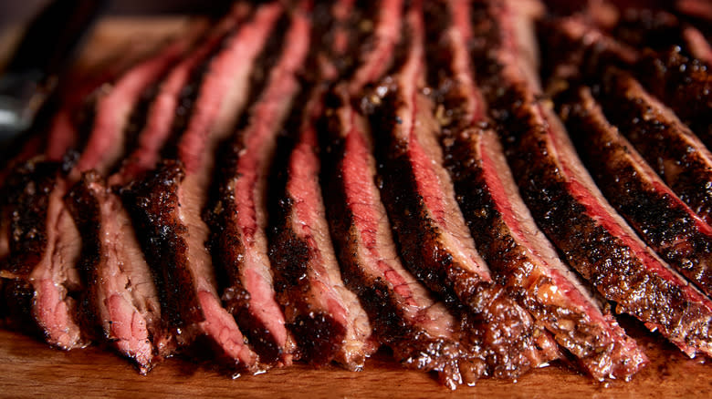 Slices of barbecue brisket