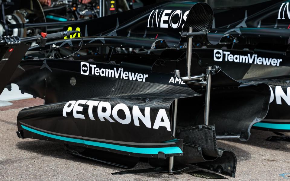 Mercedes AMG F1 Team W14, mechanical detail of the new side pods in the pitlane during the Formula 1 Grand Prix de Monaco 2023, 6th round of the 2023 Formula One World Championship from May 26 to 28, 2023 on the Circuit de Monaco, in Monac - DPPI Meida/Florent Gooden