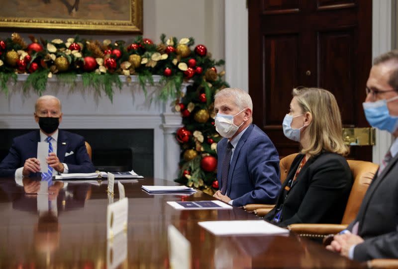 FILE PHOTO: U.S. President Joe Biden meets with members of the White House COVID-19 Response Team on developments related to Omicron variant