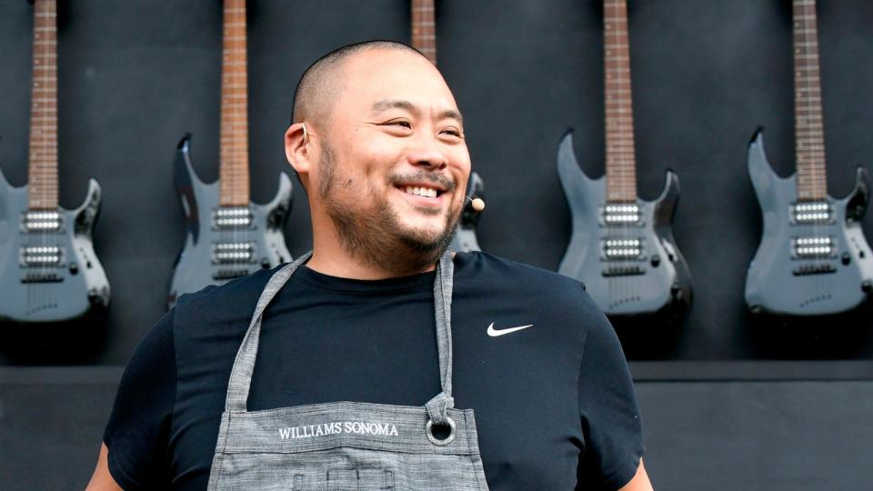 PHOTO: In this May 28, 2023, file photo, Chef David Chang participates in a culinary demonstration during the 2023 BottleRock Napa Valley festival, in Napa, Calif. (Tim Mosenfelder/Getty Images, FILE)