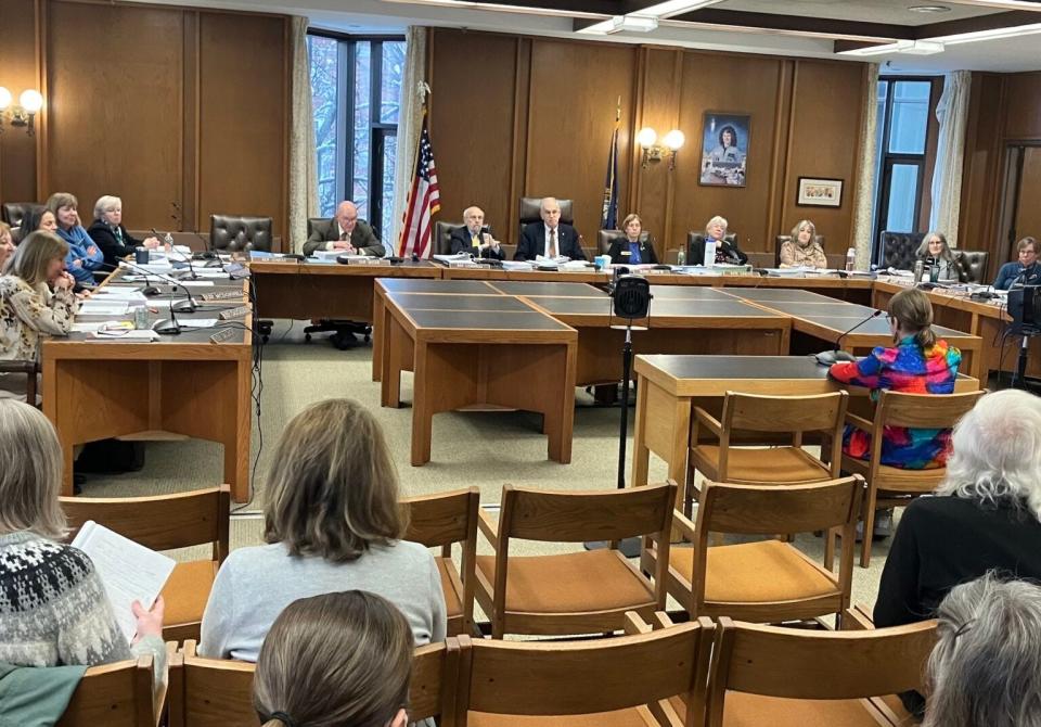 Iris Turmelle, 14, testifies before the House Education Committee against House Bill 1205, which would bar transgender girls from competing in female sports, on Monday, Jan. 29, 2024.