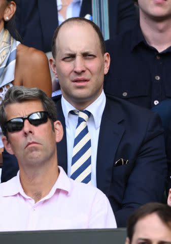 <p>Karwai Tang/WireImage</p> Lord Frederick Windsor attends day one of Wimbledon at the All England Lawn Tennis and Croquet Club on July 03, 2023.