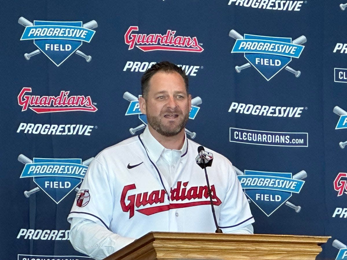 New Guardians manager Stephen Vogt speaks to the media Friday afternoon at Progressive Field.
