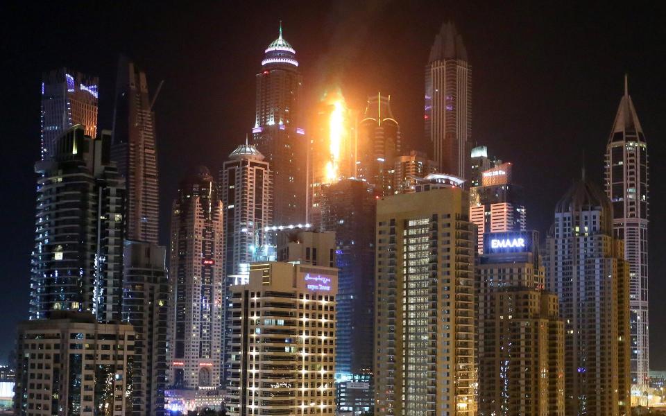 Torch Tower in Dubai burst into flames in 2015 - Getty