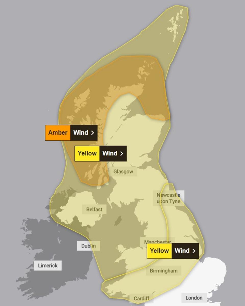 Weather warnings 24/01 (Met Office)