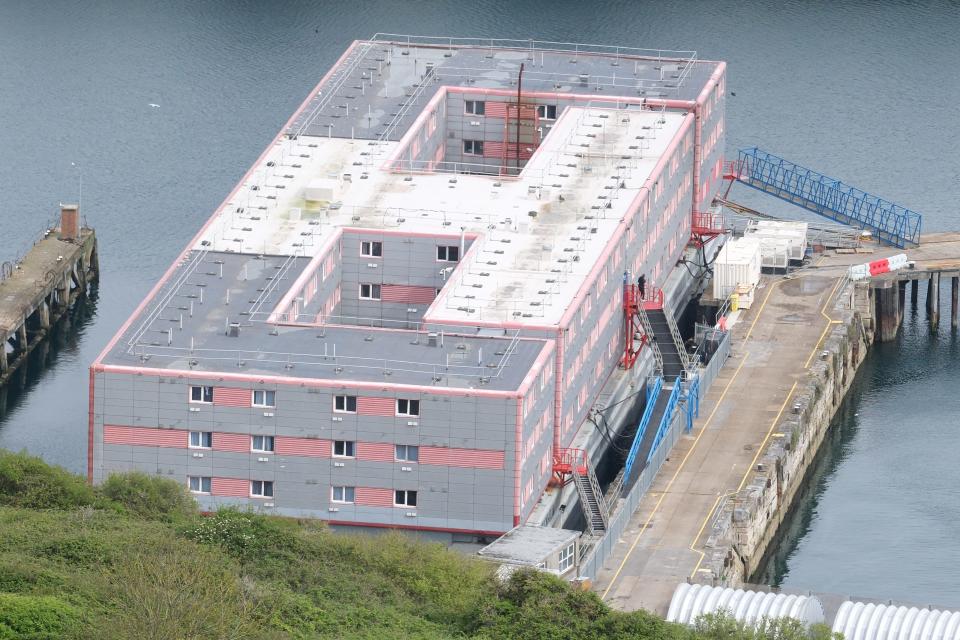 A view of the Bibby Stockholm barge at Portland Port in Dorset (Matt Keeble/PA) (PA Wire)