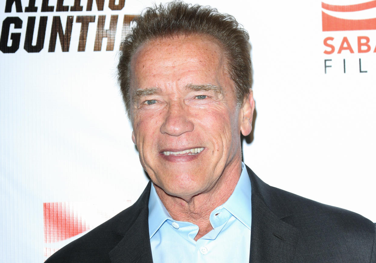Arnold Schwarzenegger, pictured in 2017, has shared a photo from the set of the upcoming <em>Terminator</em> film featuring his longtime co-star Linda Hamilton. (Photo: Paul Archuleta/FilmMagic)