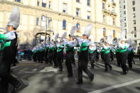 <p>The West Harrison High School Band from Gulfport, Miss., marches during the 91st Macy’s Thanksgiving Day Parade in New York, Nov. 23, 2017. (Photo: Gordon Donovan/Yahoo News) </p>