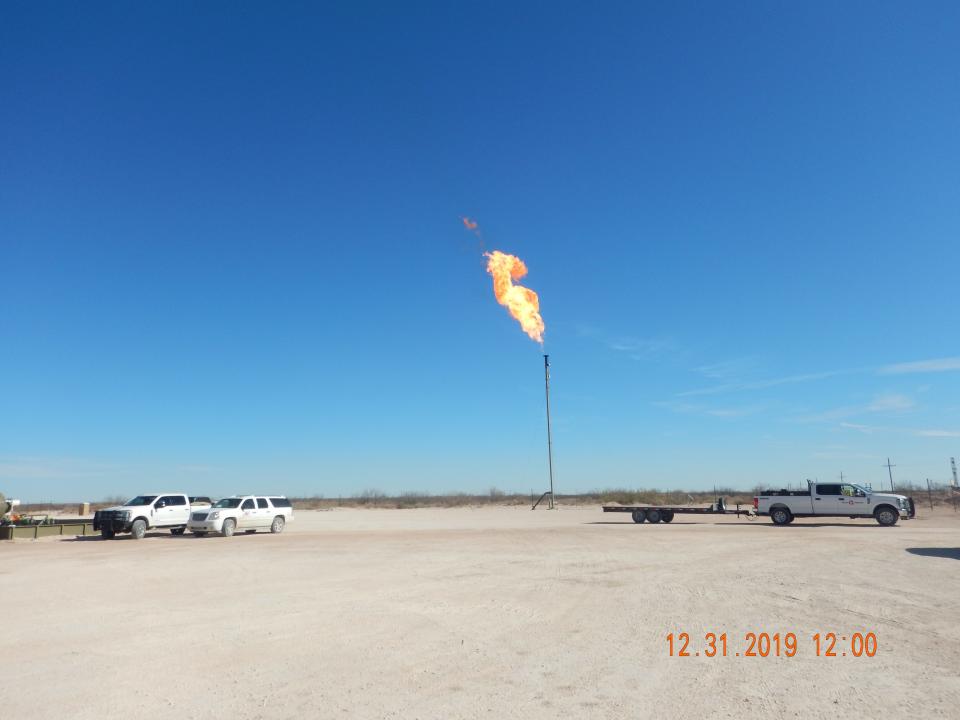 An unauthorized flare at a facility owned by Ameredev, Dec. 31, 2019 in Lea County.