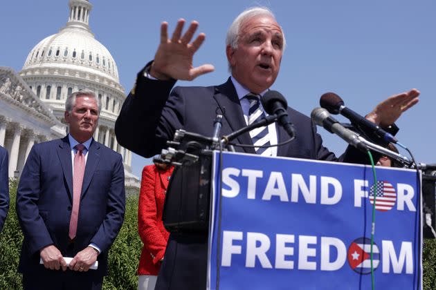 Rep. Carlos Gimenez (R-Fla.), right, speaks as House Minority Leader Rep. Kevin McCarthy (R-Calif.) listens on May 20, 2021, in Washington, D.C. (Photo: Alex Wong via Getty Images)