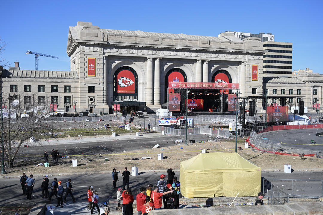 A view of Union Station after shots were fired near the Kansas City Chiefs Super Bowl victory parade.