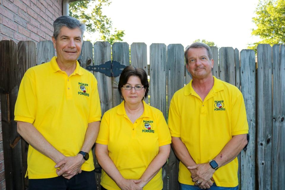 Lance Gehring, from right, Josee Chalut and John Honchu led the 2022 and 2023 Memphis Barbeque Network team of the year, Poker Porkers.