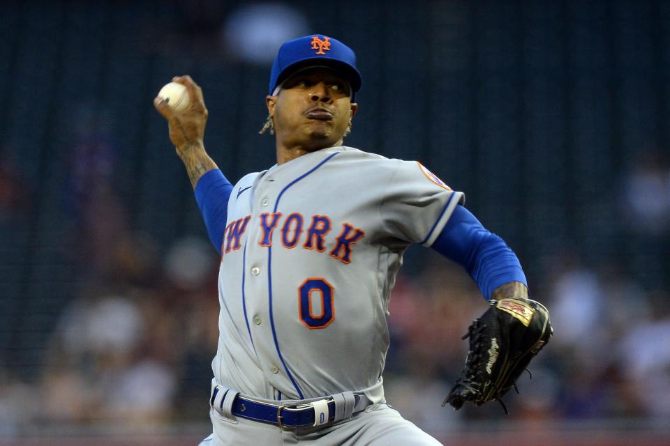 New York Mets starting pitcher Marcus Stroman pitches against the Arizona Diamondbacks during the third inning at Chase Field.