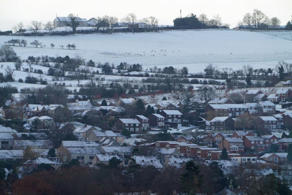 Snow tops houses in Hexham, NorthumberlandPA