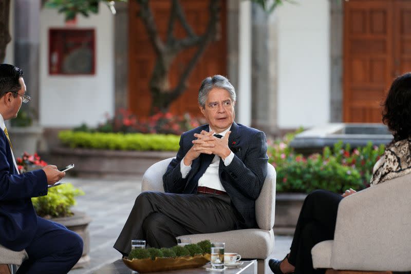 FILE PHOTO: Ecuadorean President Guillermo Lasso sits for an interview, in Quito