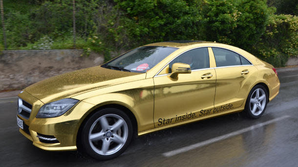Mercedes gold wrap Cannes