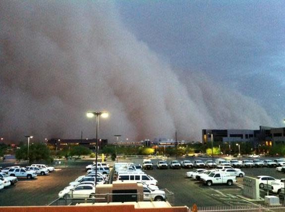 A haboob looms over Phoenix, as seen from the National Weather Service office on July 5, 2011.