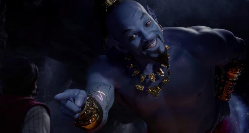 Will Smith as the genie in the trailer for Disney’s live-action remake of ‘Aladdin’