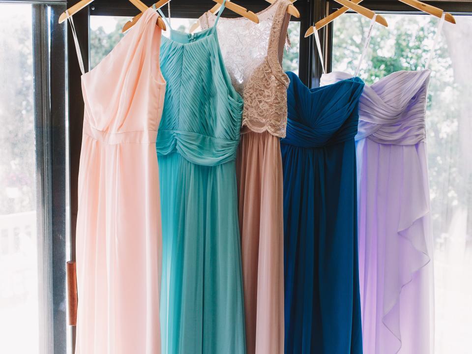a collection of bridesmaid dresses