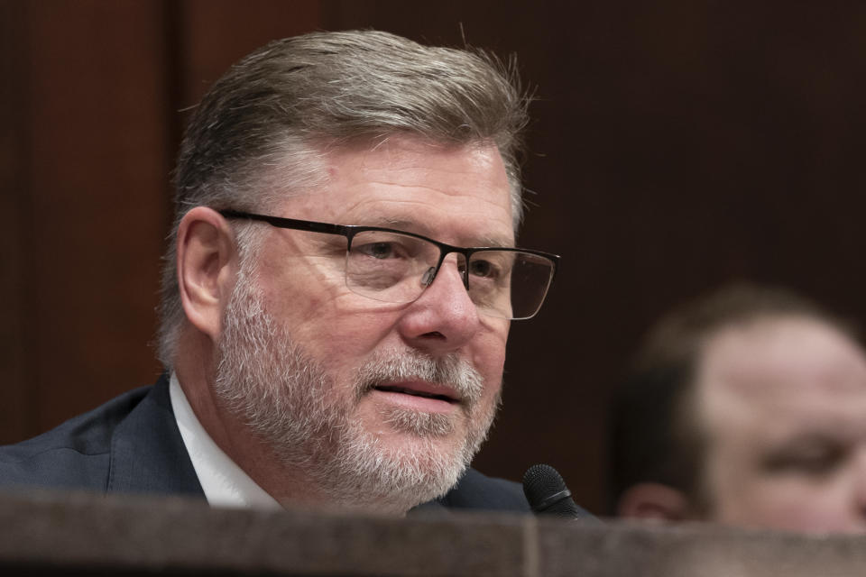 Rep. Rick Crawford, R-Ark., speaks during a hearing of the House Intelligence, Counterterrorism, Counterintelligence, and Counterproliferation Subcommittee hearing on "Unidentified Aerial Phenomena," on Capitol Hill, May 17, 2022, in Washington. (AP Photo/Alex Brandon)