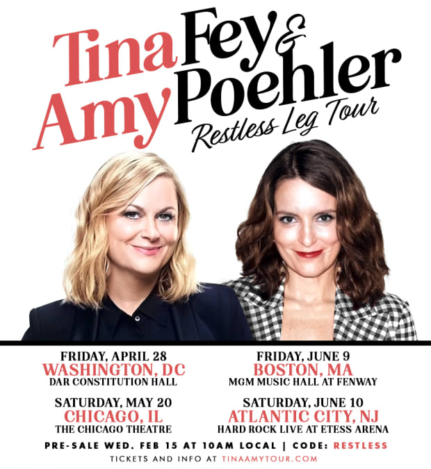Amy Poehler and Tina Fey's tour dates<p>Live Nation</p>