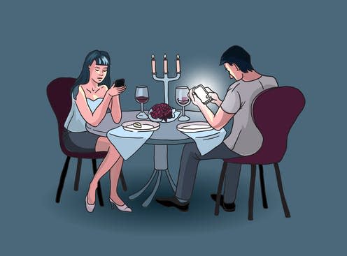 <span class="caption">'Someone likes me.'</span> <span class="attribution"><a class="link " href="https://www.shutterstock.com/image-vector/romantic-couple-dinner-looking-their-smart-292889813?src=yD8h65j4oIivzYmKwBFJZA-1-56" rel="nofollow noopener" target="_blank" data-ylk="slk:Shutterstock.;elm:context_link;itc:0;sec:content-canvas">Shutterstock.</a></span>