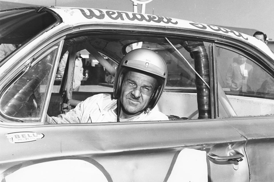 Wendell Scott in his car as he became the first African-American driver to win in the NASCAR Cup division with a victory in 1963 at Jacksonville Speedway Park in Jacksonville, Fla. (ISC Archives / CQ-Roll Call Group via Getty Images file)