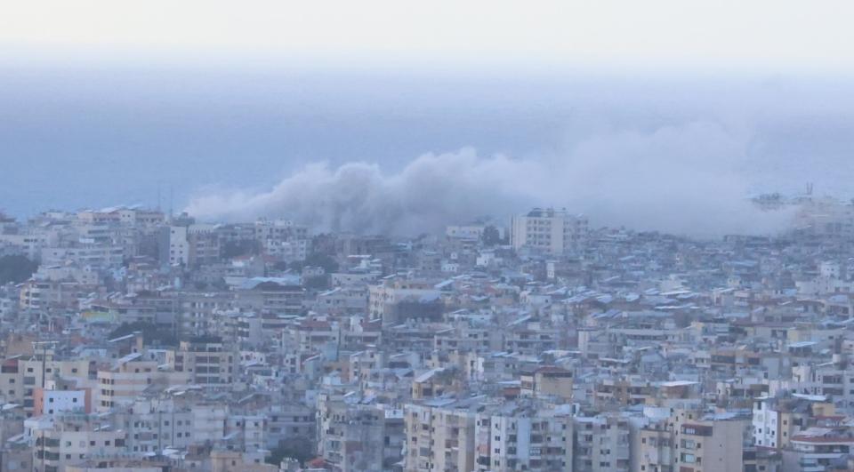 BEIRUT, LEBANON - DECEMBER 01: Smoke rises from the impact sites after the Israeli army's attack on the Bir Hassan neighborhood in Beirut, Lebanon on October 01, 2024. (Photo by Ramiz Dallah/Anadolu via Getty Images)