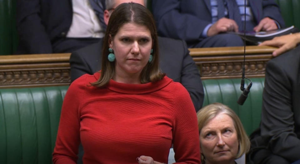 Liberal Democrat leader Jo Swinson during the election debate ahead of the vote in the House of Commons, London.