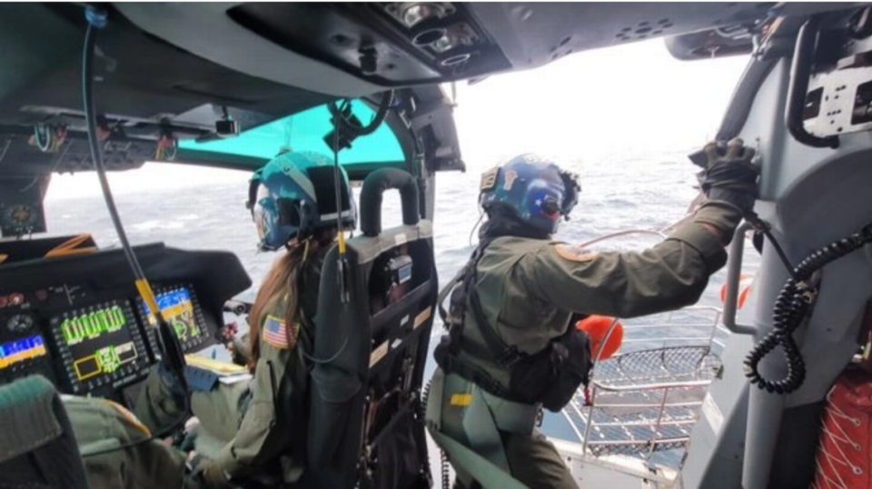 The rescue was largely attributed to the men’s use of their emergency position indicating radio beacon, the release says. Photo by U.S. Coast Guard District 7 PADET Jacksonville